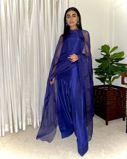 VOGUE SILK-COLLECTION FARSHI BLUE STITCH