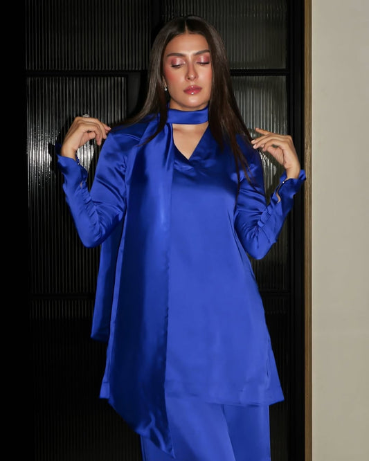 VOGUE SILK-COLLECTION FARSHI ROYAL-BLUE STITCH
